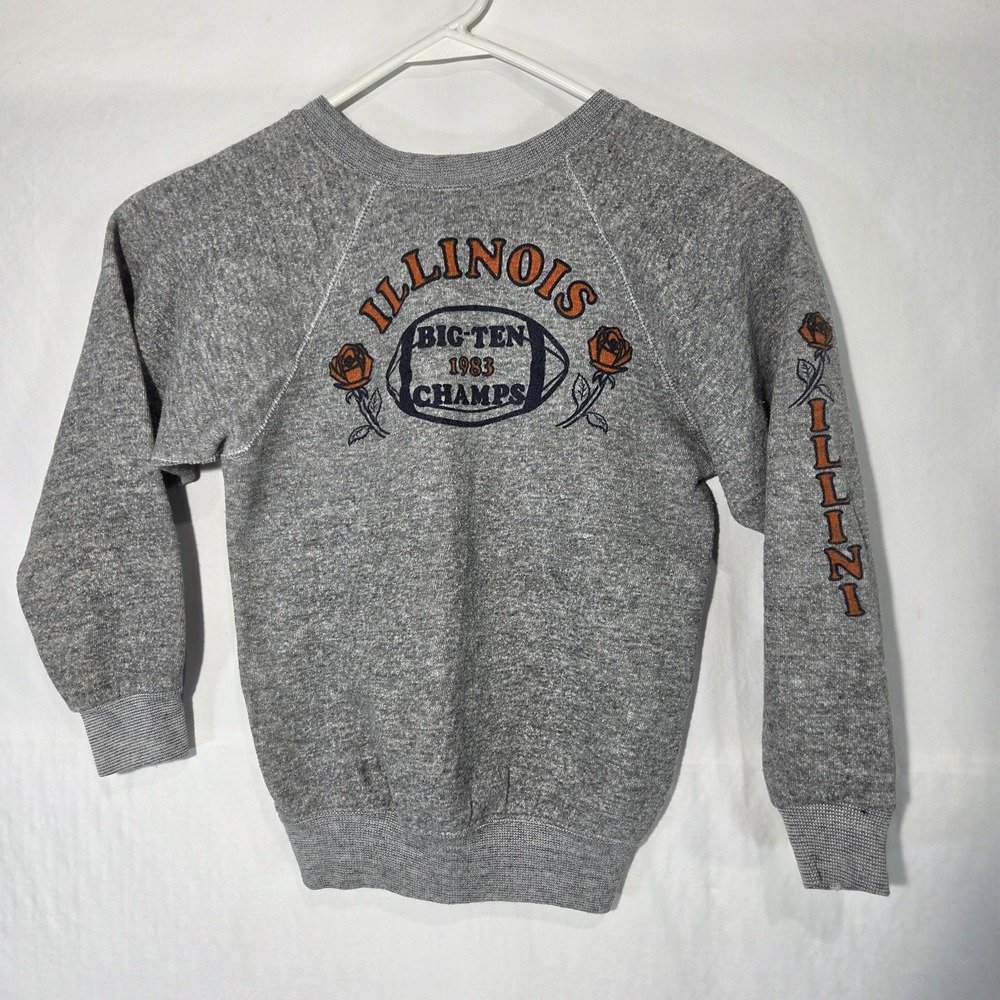 Collegiate Pacific Illinois Sweatshirt Kids M 10-12 Gray Good 1983 Big Ten Champ